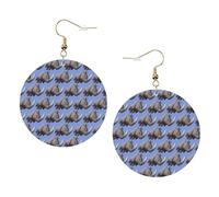 Angry Rhino Print Piercing Round Leather Earrings Set 1 Pair Stylish Leather Earrings Dangle Hoop For Women Jewelry Gifts