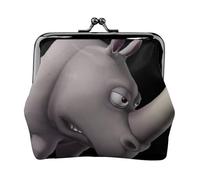 Angry Rhino Print Vintage Leather Change Purse Elegant Small Coin Purse for Women Coin Pouch Wallet Mini