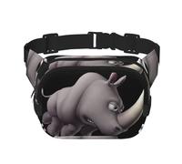 Angry Rhino Print Waist Pack Fanny Pack Belt Bag for Men Women,Waterproof Adjustable Strap 3 Pockets for Outdoor Travel