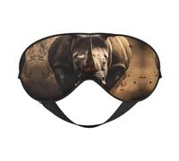 Angry Rhino Print Women Men Two-Sided Adjustable Strap Eyeshade Sleep Travel Relax Blackout Eye Mask