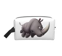 Angry Rhino Printed Double Sided Storage Bag, Large Makeup Pouch with Black Lining for Travel and Home