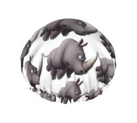 angry rhino Printed Hair Wrap, Double Layer Shower Cap For Women, Reusable Hair Protector For Bathing