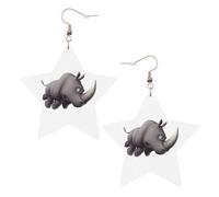 Angry Rhino Printed Leather Pierced Earring Set, 1 Pair Lightweight Bohemian Earrings Birthday Party Jewelry Gifts For Women