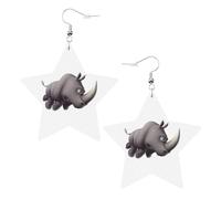 Angry Rhino Printed Leather Pierced Earring Set, 1 Pair Lightweight Bohemian Earrings Birthday Party Jewelry Gifts For Women
