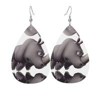 Angry Rhino Women'S Drop-Shaped Leather Earrings Are Suitable For Parties, Holiday Parties And Gifts.
