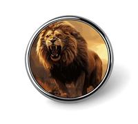 Angry Roaring Lion Button Pins - Personalized Round Badges for Women Men Custom Photo Buttons for Backpack Cloth Decoration Souvenir Gifts, Metal Badge Brooch Party Costume Accessory