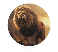 Angry Roaring Lion Cutting Board, 8" Sublimation Glass Chopping Board Round Cutting Boards for Kitchen Decor, Anti Slip Heat Resistant Glass Plate for Countertop