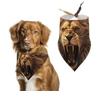 Angry Roaring Lion Dog Bandanas for Feeding Grooming, Triangle Pet Bibs for Cats & Dogs Washable Fashion Pets Scarf for Party Travel 27.6 X 11.8 Inch