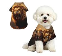 Angry Roaring Lion Dog Hawaiian Shirt, Breathable Cool Dog Summer Clothes Soft Comfortable Puppy Clothes for Small to Medium Dog Party Costume