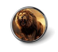 Angry Roaring Lion Lapel Pin Exquisite Fashion Brooches Personalized Button Badge Novelty Unique Cute Button Pins Round Badge Pin Metal Brooch Pins for Backpack Bags Jacket