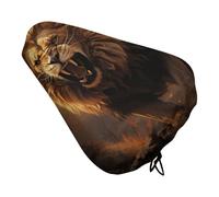 Angry Roaring Lion Padded Bike Seat Cushion with Drawstring Soft Comfort Waterproof Bicycle Seat Cover, Wide Saddle Protection Covers Protector for Men Women for Exercise Mountain Road Bikes
