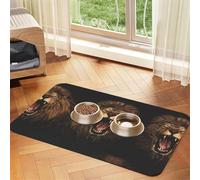 Angry Roaring Lion Printed Pet Bowl Mats, Non-Slip And Tasteless Dog And Cat Feeding Mats