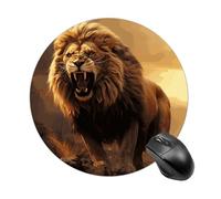 Angry Roaring Lion Round Mouse Pad 7.8 Inch, Portable Gaming Mouse Mat with Non-Slip Rubber Base & Smooth Surface, Waterproof Mousepad for PC, Laptop, Computer, Office, Home