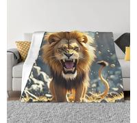 Angry Roaring Lion Throw Blankets Flannel Blanket Warm Cozy Bed Blanket Lightweight Soft Blankets for Couch Sofa Bed Chair Home Decor 60"X50"