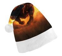 Angry Running Bull Sunset Adult Santa Hat for Women Men Red Christmas Hats Classic Party Headwear