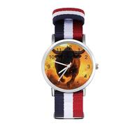 Angry Running Bull Sunset Casual Watch for Men Women Braided Strap Watches Three-Hand Wrist Gift