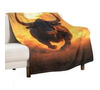 Angry Running Bull Sunset Lightweight Throw Blanket for Bed Couch Soft Flannel Blankets Large Warm Plush Throws 50"x70"