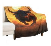 Angry Running Bull Sunset Lightweight Throw Blanket for Bed Couch Soft Flannel Blankets Large Warm Plush Throws 40"x60"