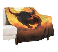 Angry Running Bull Sunset Lightweight Throw Blanket for Bed Couch Soft Flannel Blankets Large Warm Plush Throws 30"x50"