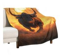 Angry Running Bull Sunset Lightweight Throw Blanket for Bed Couch Soft Flannel Blankets Large Warm Plush Throws 30"x40"