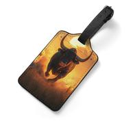 Angry Running Bull Sunset PU Leather Luggage Tags Privacy Cover ID Label Personalized Suitcase Tag for Travel Backpack 7x12cm