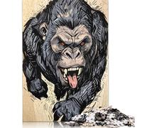 Angry Sabertooth Gorilla Illustration Jigsaw Puzzle, Wooden Puzzles 1000 Piece Jigsaw Intellectual Toys, Challenging Adult And Teen Casual Jigsaw Puzzle 1000pcs (75x50cm)