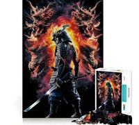 Angry Samurai Head Jigsaw 1000 Pieces Focus Building Toy Zero Gap Rewarding Activity for Rainy Days (38x52cm)