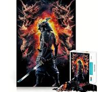 Angry Samurai Head Jigsaw Puzzles 1000 Piece for Adults Recall Fun Play Firm Fit Secure Assembly Family Fun Night Activity (38x26cm)