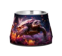Angry Sea Turtle Purple Fire Non Slip Anti Skid Dog Bowls Stainless Steel Food Water Bowl Stackable Pet Puppy Dishes