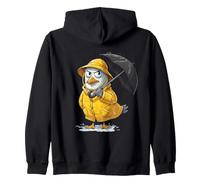 Angry Seagull In Yellow Raincoat With Umbrella Zip Hoodie