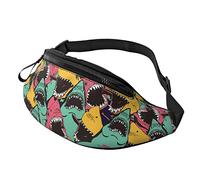 Angry Shark Crossbody Bag Runner Small Hip Pouch Bum Bag Running Waistpack Bumbag Beltbag Sport Slim Fashionable for Jogging Hiking Woman