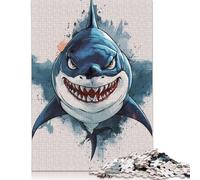 Angry Shark Illustration Jigsaw Puzzle-1000 Pieces Jigsaw Puzzle Jigsaw Puzzle Great Gifts for Adults& Age 18 Years Up 1000pcs (75x50cm)