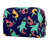 Angry Shark Sea Life Pattern1 Cosmetic Bag for Women, Travel Toiletries Bags Large Makeup Handy Pouch Organiser Bag with Zipper