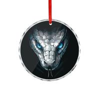 Angry Snake with Blue Eyes Hanging Decoration Glass Ornament Christmas Tree Pendant Happy Engagement Gift for Wedding