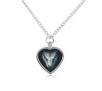 Angry Snake with Blue Eyes Heart Silver Pet Urn Necklace Memorials Funerary Ashes Classic Pendant for Dog Cat Lover