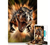 Angry T-Rex Attack Jigsaw 1000 Pieces for Teenagers Mind Boost Fun Zero Gap Captivating Leisure for Cozy Indoors (38x52cm)
