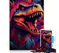 Angry T Rex Poster Jigsaw 1000 Pieces for Teenagers Memory Train Fun Clean Seamless Connection Relaxing Indoor Group Activity (38x52cm)