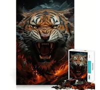 Angry Tiger 1000 Piece Teenager Puzzles Mental Focus Game Precision Cut Smooth Edges Christmas Stocking Stuffer Game (38x52cm)