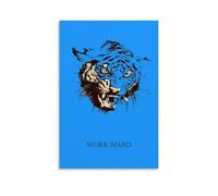 Angry Tiger Abstract Art Blue Background Poster Poster Vintage Art, Wall Canvas, Decoration Aesthetic, Living Room, Kids Room Dormitory, Cafe, Bathroom, Suitable for Bedroom, Gym, Cool Classic 08x12in