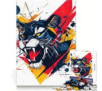 Angry Tiger Abstract Art Jigsaw 1000 Pieces for Teenagers Cognitive Boost Slow Leisure Tight Lock Thoughtful Xmas (38x26cm)