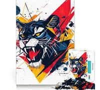 Angry Tiger Abstract Art Jigsaw Puzzle 1000 Recall Fun Play Advanced Laser Cutting Tech Holiday Indoor Entertainment Toy (50x75cm)