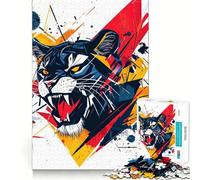 Angry Tiger Abstract Art Jigsaw Puzzles 1000 Pieces Focus Boost Fun Laser Cut for Flawless Fit Bonding Activity for Loved Ones (38x52cm)