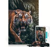 Angry Tiger Adult Jigsaw Puzzles1000 Pieces Brain Game Gift High Precision Die Cut Relaxing Indoor Group Activity (38x52cm)