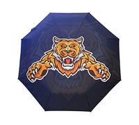 Angry Tiger Art Automatic Foldable Umbrella UV Protection Auto Open Close Folding Sun Blocking Umbrellas for Travel Women Boys Girls