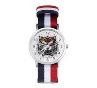 Angry Tiger Head Custom Quartz Watches Arabic Numerals Wrist Watch with Adjustable Strap for Men Women