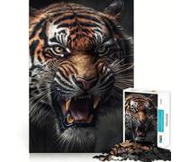 Angry Tiger Jigsaw 1000 Pieces for Teenagers Mind Boost Fun Zero Gap Captivating Leisure for Cozy Indoors (38x26cm)