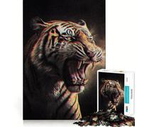 Angry Tiger Jigsaw Puzzle 1000 Piece Creative Skill Toy Clean Cut Sturdy Components Travel-friendly Brain Game Gift (50x75cm)