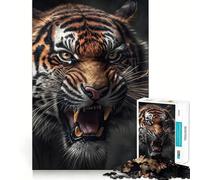 Angry Tiger Jigsaw Puzzle 1000 Recall Fun Play Advanced Laser Cutting Tech Holiday Indoor Entertainment Toy (50x75cm)