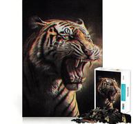 Angry Tiger Jigsaw Puzzles for Adults 1000 Think Boost Game Precise Interlock Structure Easy to Learn Family Enjoyment (38x26cm)