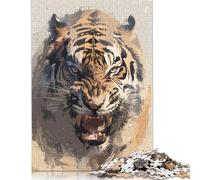 Angry Tiger Jigsaw Puzzles Puzzle for Adults Kids. 1000 Piece Impossible Challenge Toy Educational Games Home Decoration for Adults& Kids Age 14 Years Up 1000pcs (38x26cm)